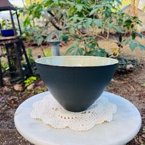 Modern Signed Black and Sage green Ceramic Bowl view all pics